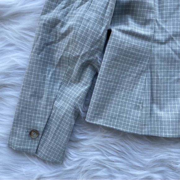 Ann Taylor light gray Crewneck jacket in graphic check - Picture 8 of 11